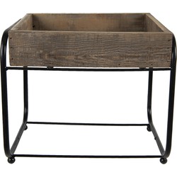 Clayre & Eef Plantentafeltje  32x26x27 cm Bruin Hout Ijzer Plantenstandaard