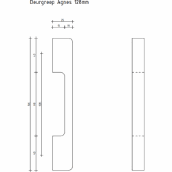 Deurgreep Agnes - messing - 128 mm