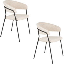 Housecraft Living Zeri Eetkamerstoelen armleuning Off white/ Zwart -  Set van 2
