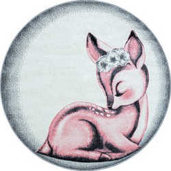 Kids Kinderkamer Rond Roze vloerkleed - Bambi