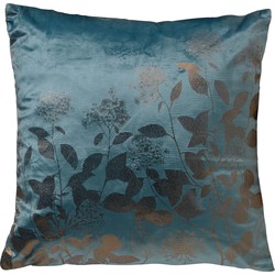 Dutch Decor ROSALIE - Kussenhoes 45x45 cm - velvet - bloemen en blaadjes - Sagebrush Green - groen - Dutch Decor