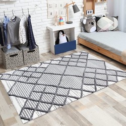 Dertona Modern Grijs vloerkleed - Tienerkamer - 120 X 120 Rond CM