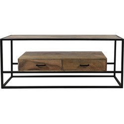 HSM Collection-Tv Meubel Blackwell 2 La-140x40x58-Naturel/Zwart-Mango/Metaal