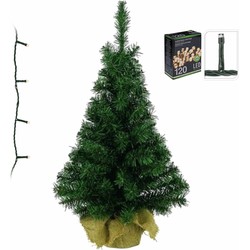 Volle kerstboom/kunstboom 75 cm inclusief warm witte verlichting - Kunstkerstboom