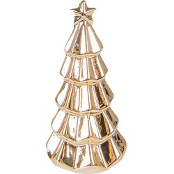 Clayre & Eef Beeld Kerstboom 11 cm Goudkleurig Porselein Kerstdecoratie