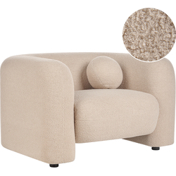 Beliani LEIREN - Fauteuil-Beige-Bouclé