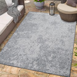 Tapijtenloods Duo Binnen en Buiten Vloerkleed Dubbelzijdig Outdoor Laagpolig Tapijt Grijs- 160x230 CM