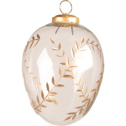 Clayre & Eef Kerstbal  Ø 12 cm Transparant Glas Ovaal Takjes Kerstdecoratie