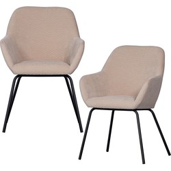 WOOOD eetkamerstoelen Vos - Polyester - Zand - Set van 2