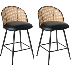 NATHAN - Barkruk set van 2 - Zwart - 91 cm - Kunstleer