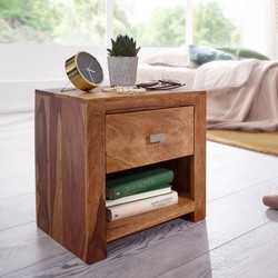 Pippa Design rustiek nachtkastje met legplank en lade - hout