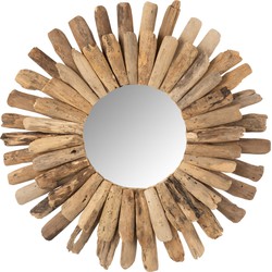 J-line - Spiegel Rond Drijfhout Naturel Large - 70x70x5cm