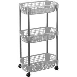 Keuken opberg trolley - grijs - kunststof - 3 manden - 71 cm - Opberg trolley