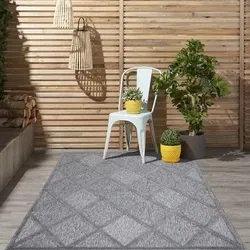 Caprenia Buitenkleed Geruit Donkergrijs vloerkleed - Indoor & Outdoor - 80 X 250 CM