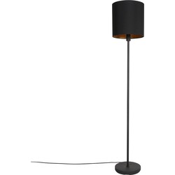 Mexlite - vloerlamp - Noor - zwart - linnen metaal - Ø 30cm - E27 - 1564ZW