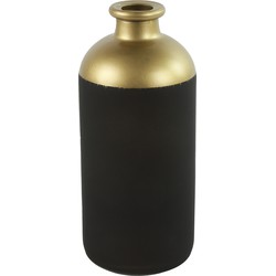 Countryfield Bloemen/deco vaas - zwart/goud - glas - fles - D11 x H25 cm - Vazen