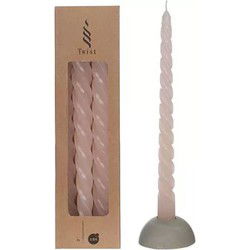 Twisted candles set 3 st, white pink
