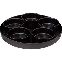 Tapas-set Astra - Glazen Serveerschaal 6-delig - 34x5 cm - Zwart