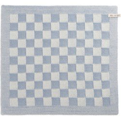 Knit Factory Gebreide Keukendoek - Keukenhanddoek Block - Ecru/Licht Grijs - 50x50 cm