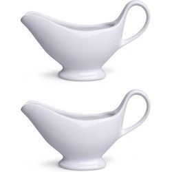 Juskom/sauskom/sauciere - 2x - 7 x 21 x 11,5 cm - porselein - juskannen - Schenkkannen
