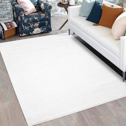 Felta Modern Wit vloerkleed - Effen / Laagpolig - 160 X 225 CM