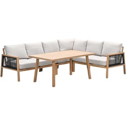 Garden Impressions San Capri lounge dining set 5-delig rechts - light teak aluminium