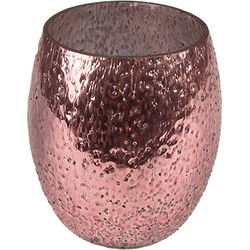 Clayre & Eef Theelichthouder  Ø 8x9 cm Roze Glas Waxinelichthouder