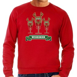 Bellatio Decorations Foute Kersttrui/sweater heren - winedeer - rood - wijn - rendier - Rudolf S - kerst truien