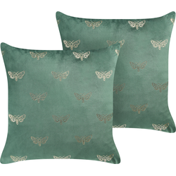 YUZURI - Sierkussen set van 2 - Smaragdgroen - 45 x 45 cm - Fluweel