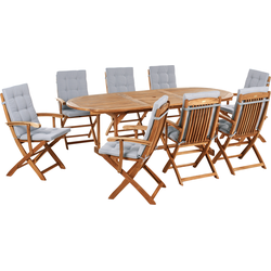 Beliani MAUI PREMIUM - Tuintafelset-Lichte houtkleur-Acaciahout