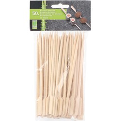 Hapjes/sate prikkers/spiesjes - bamboe hout - 50x stuks - 15 cm - amuse/bbq/feestje - prikkers (sate)