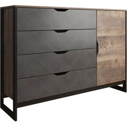 Meubella - Dressoir Acasia - Grijs - Eiken - 138 cm