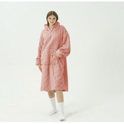 Textino SOPHIE Oversized Hoodie - 70x110 cm - Hoodie & deken in één - extra grote kabeltrui met capuchon - Rose Tan - roze - Textino