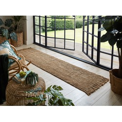 Loper - Jute Boucle Modern Laagpolig - 100% Jute - Effen - Naturel / Beige 60X230 Cm - 60 X 230 CM