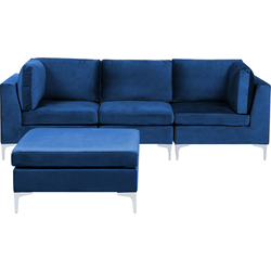 EVJA - Hoekbank met ottomaan - Marineblauw - Fluweel