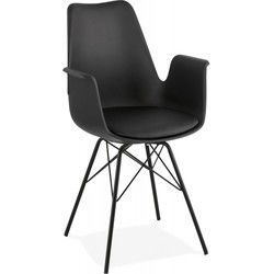 Stoel met armleuningen SALY 585x50x82 cm Zwart
