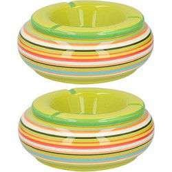 Storm asbak 2x stuks Keramiek groen/multi-kleur 17 x 8 cm - Asbakken