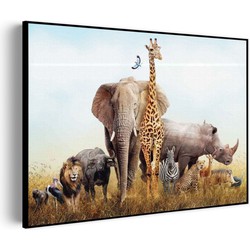 Muurwerken Akoestisch Schilderij - De dieren van Zuid Afrika - Geluidsdempend Wandpaneel - Wanddecoratie - Geluidsisolatie - BASIC (AW 0.65) XL (120x86)