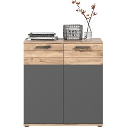 2-deurs dressoir in antracietgrijs en nox eik L80 cm - MASON