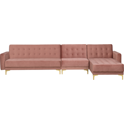 Beliani ABERDEEN - Modulaire Sofa-Roze-Fluweel