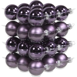 36x Paarse glazen kerstballen 4 cm mat/glans - Kerstbal