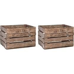 Set van 2x stuks houten opberg fruitkisten/kratten 42 x 51 cm - Opbergkisten