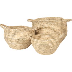 Clayre & Eef Opbergmand Set van 3  Ø 30 Ø 25 Ø 20 cm Beige Zeegras Rond Mand