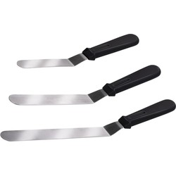 Alpina Kook/keuken gerei - bak spatels - set 3x stuks - zilver - RVS - 35/30/26 cm - Soeplepels