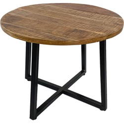 SVJ Salontafel Rond - 60 x 60 x 45 cm - Metaal - Zwart/Bruin