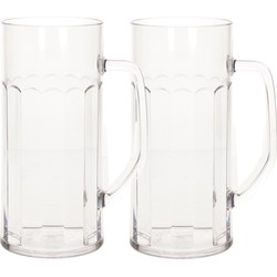 2x stuks onbreekbare bierpul ribbel transparant kunststof 56 cl/560 ml - Bierglazen