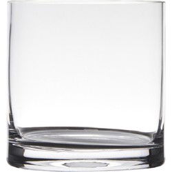 Hakbijl Glass Vaas - transparant - H15 x D15 cm - glas - cilinder - Vazen
