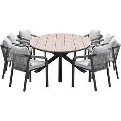 Garden Impressions Tarera tuinset 9-delig - Tulli tuintafel 280x140xH75 cm - light teak vironwood