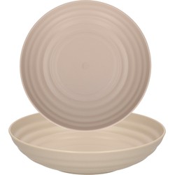 PlasticForte diep soep bord - 4x - taupe - kunststof - D19 cm - Diepe borden