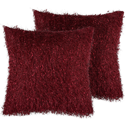 HELLEBORE  - Sierkussen set van 2 - Rood - 45 x 45 cm - Polyester